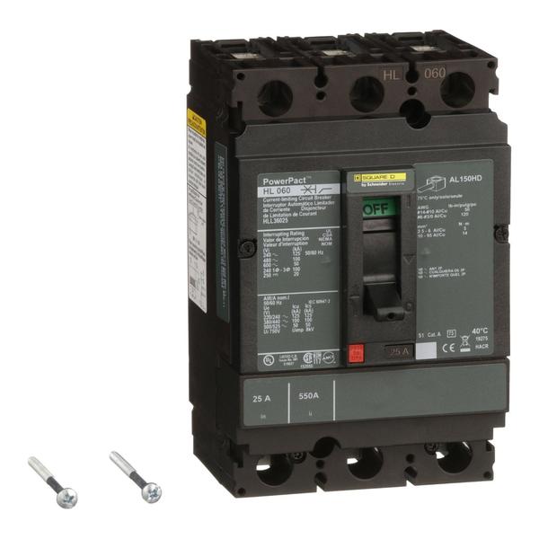Circuit Brkr, PowerPact H, thermal magne, 25 A, 690V AC, 3 Pole, Unit Mount Lug Mounting Style