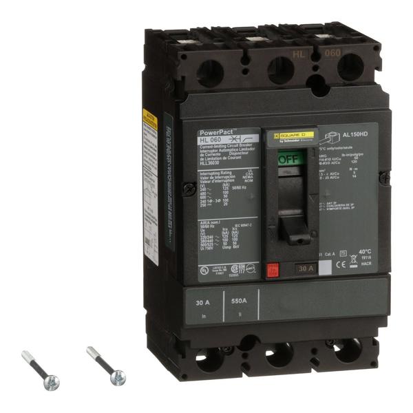 Circuit Brkr, PowerPact H, thermal magne, 30 A, 690V AC, 3 Pole, Unit Mount Lug Mounting Style