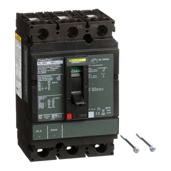 Circuit Brkr, PowerPact H, thermal magne, 35 A, 690V AC, 3 Pole, Unit Mount Lug Mounting Style