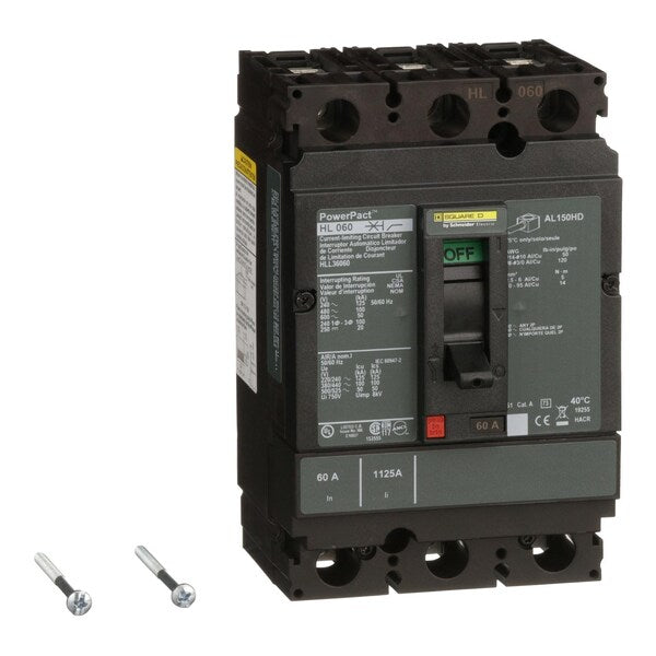 Circuit Brkr, PowerPact H, thermal magne, 60 A, 690V AC, 3 Pole, Unit Mount Lug Mounting Style