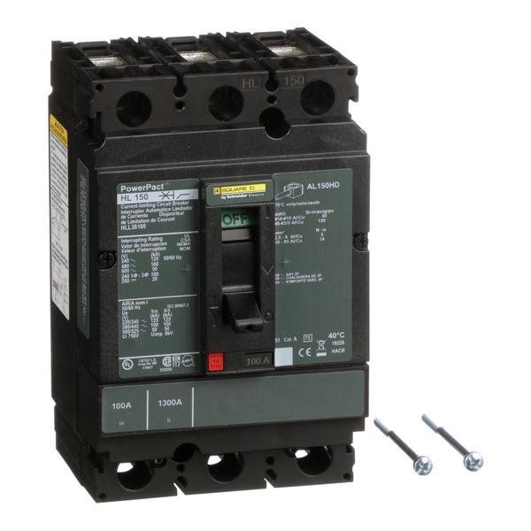 Circuit breaker, PowerPact H, thermal ma, 100 A, 690V AC, 3 Pole, Unit Mount Lug Mounting Style