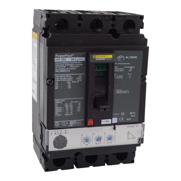 Circuit breaker, PowerPact H, Micrologic, 60 A, 690V AC, 3 Pole, Unit Mount Lug Mounting Style
