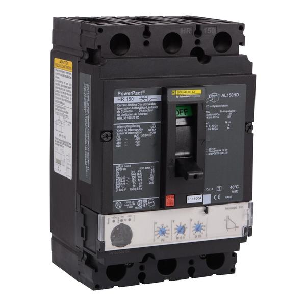 Circuit Brkr, PowerPact H, Micrologic 3., 100 A, 690V AC, 3 Pole, Unit Mount Lug Mounting Style
