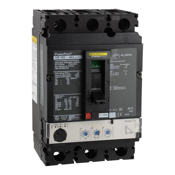 Circuit Brkr, PowerPact H, Micrologic 3., 150 A, 690V AC, 3 Pole, Unit Mount Lug Mounting Style