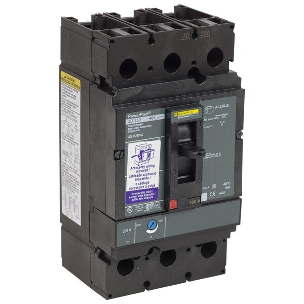 PowerPact J-Frame breaker, thermal-magne, 200 A, 600V AC, 3 Pole, Unit Mount Lug Mounting Style