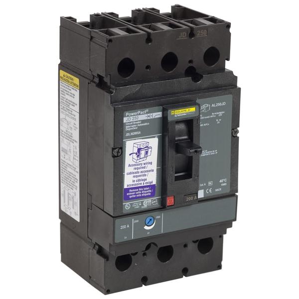 PowerPact J-Frame breaker, thermal-magne, 250 A, 600V AC, 3 Pole, Unit Mount Lug Mounting Style