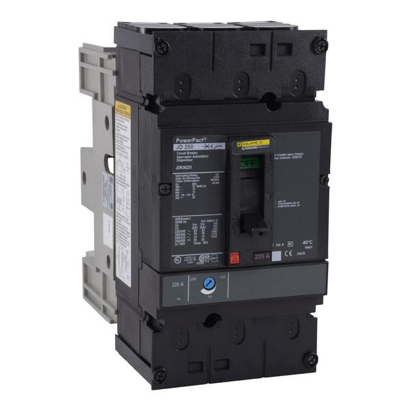 PowerPact J-Frame breaker, thermal-magne, 225 A, 600V AC, 3 Pole, Plug-In Base Mounting Style