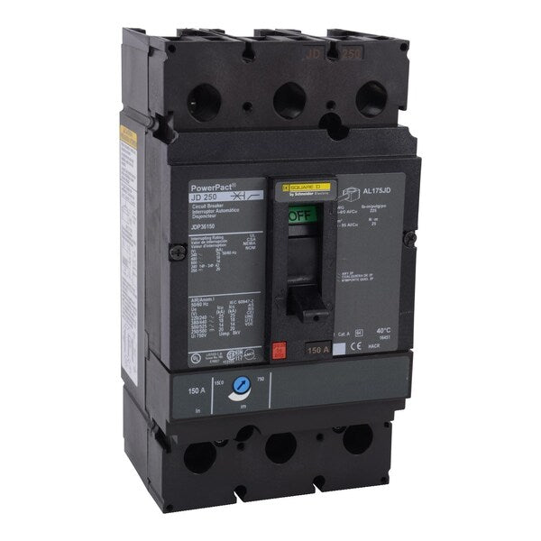 PowerPact J-Frame breaker, thermal-magne, 150 A, 600V AC, 3 Pole, Unit Mount Lug Mounting Style
