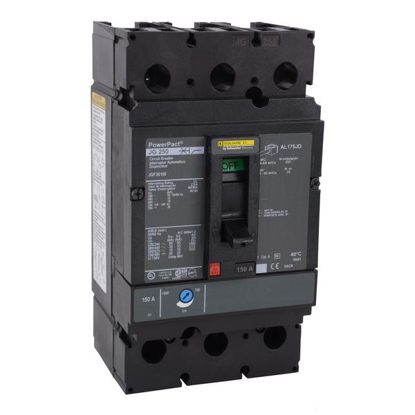 PowerPact J-Frame breaker, thermal-magne, 175 A, 600V AC, 3 Pole, Unit Mount Busbar Mounting Style