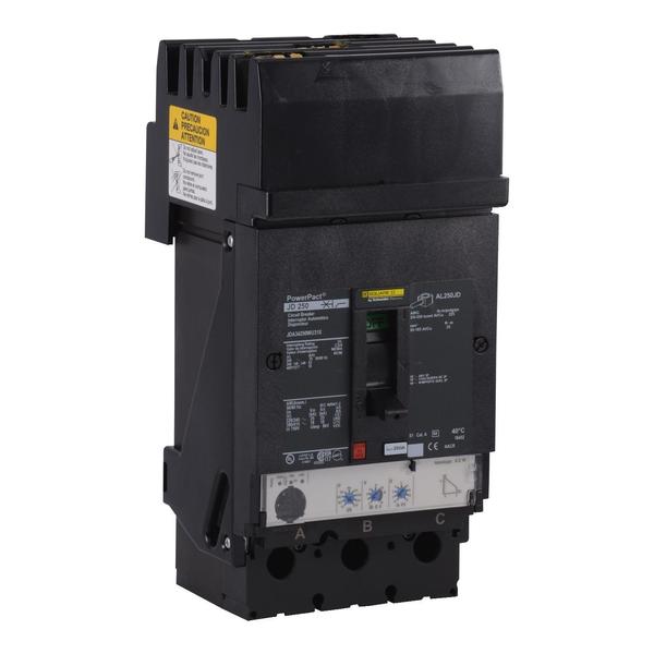 PowerPact J-Frame breaker, Micrologic 3., 250 A, 480/277V AC, 3 Pole, I-Line Bracket Mounting Style
