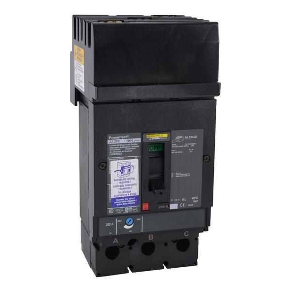 PowerPact J-Frame breaker, I-Line, therm, 200 A, 600V AC, 3 Pole, I-Line Bracket Mounting Style