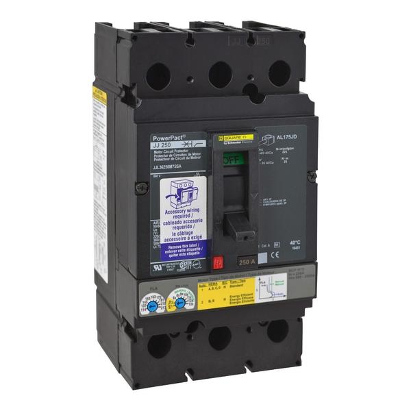PowerPact J-Frame motor protector, 250 A, 250 A, 600V AC, 3 Pole, Unit Mount Lug Mounting Style
