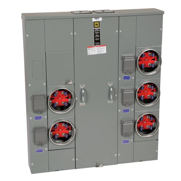 MP Meter Pak, main lugs, five ringed soc, 120/240 V AC, Meter-Pak Circuit Breaker Type