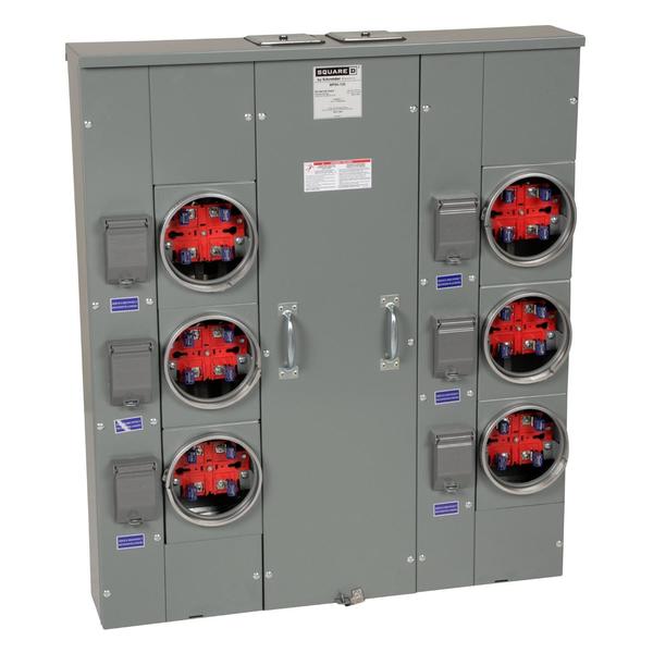 MP Meter Pak, main lugs, six ringed sock, 120/240 V AC, Meter-Pak Circuit Breaker Type