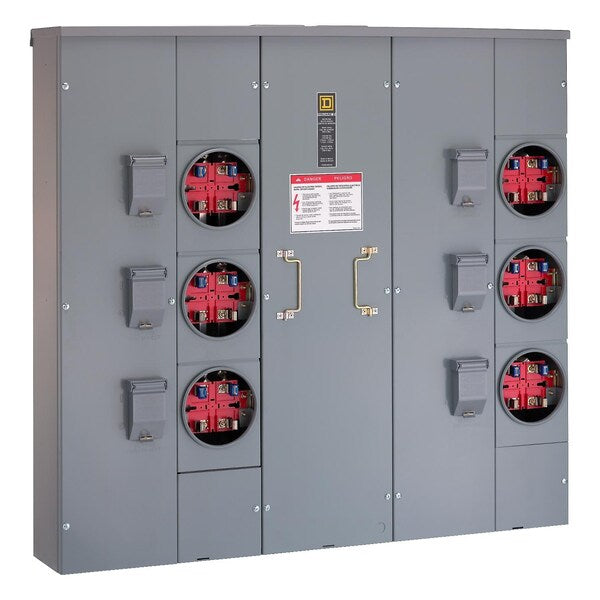 MP Meter Pak, main lugs, six ringed sock, 120/240 V AC, Meter-Pak Circuit Breaker Type