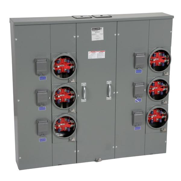 MP Meter Pak, meter center, six ringless, 120/240 V AC, Meter-Pak Circuit Breaker Type