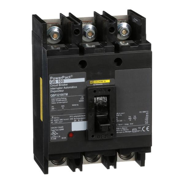 PowerPact Q - molded case circuit breake, 100 A, 240V AC, 3 Pole, Unit Mount Lug Mounting Style