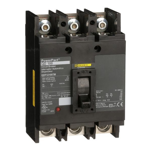 PowerPact Q - molded case circuit breake, 100 A, 240V AC, 3 Pole, Unit Mount Lug Mounting Style