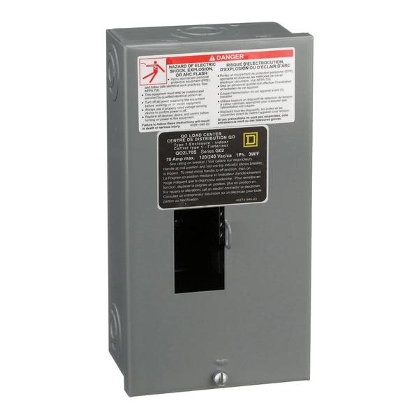 QO LoadCenter, Main Lug, 70 A, 1 PH, 3 W, 70 A Amps, 120/240 V AC, QO Circuit Breaker Type