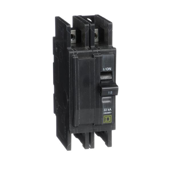 QOU Miniature Circuit Breaker, 15A, 2P, , 15 A, 120/240V AC, Unit Mount Mounting Style
