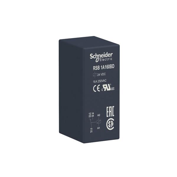 Interface plug-in relay, 16 A, 1 CO, 24, 24V DC Coil Volts, 1 C/O