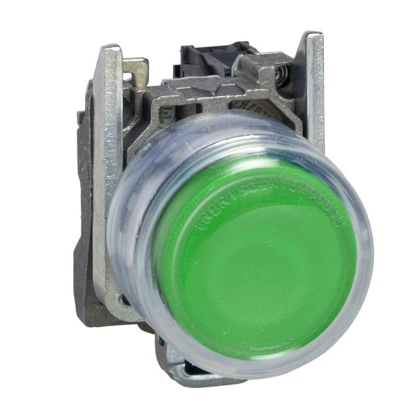 Push button, metal, projecting, green, 0