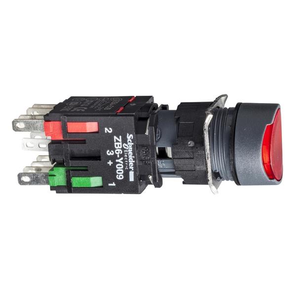 Red flush complete illum pushbutton 016
