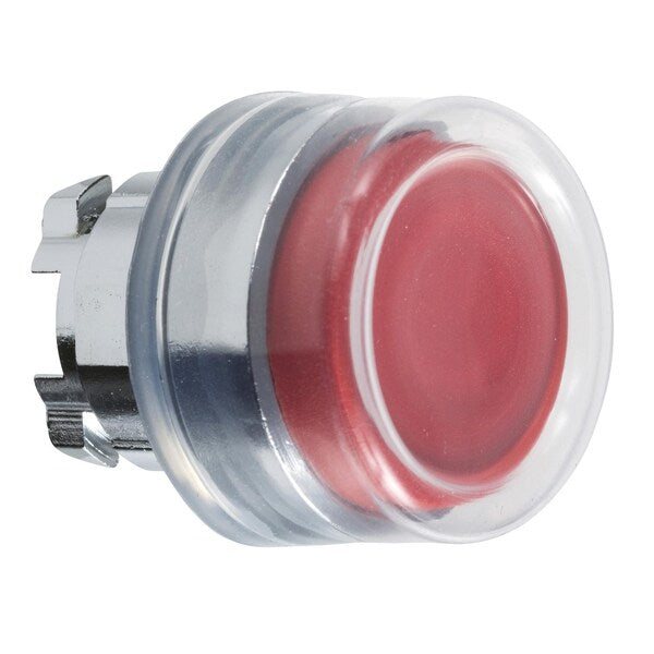 Push button head, metal, projecting, red