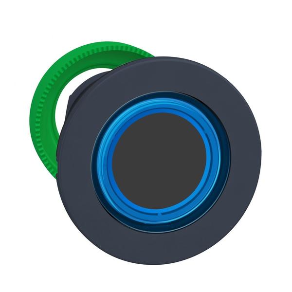 Flush mounted blue flush caps illuminate