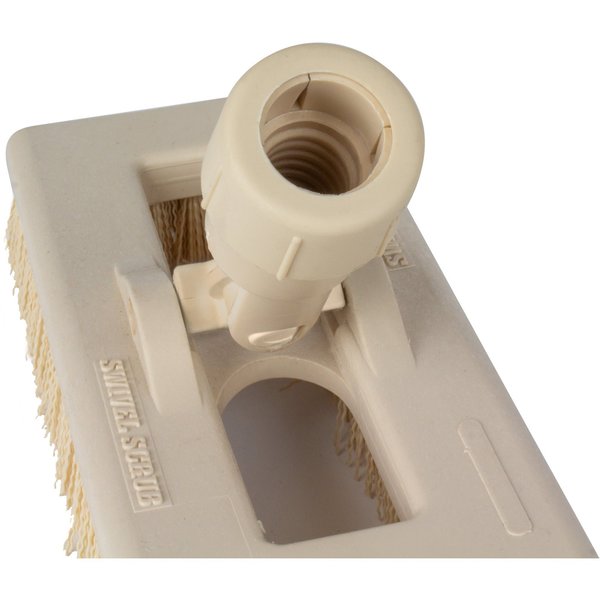 3.5 in W Swivel Scrub Brush, Tan, Polypropylene