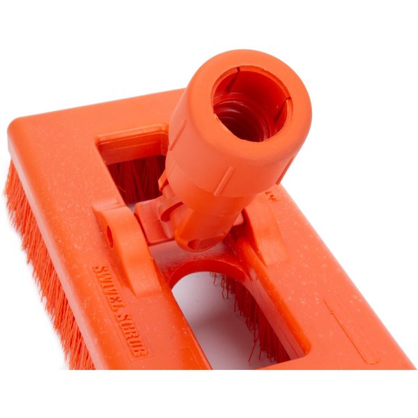 3.5 in W Swivel Scrub Brush, Orange, Polypropylene