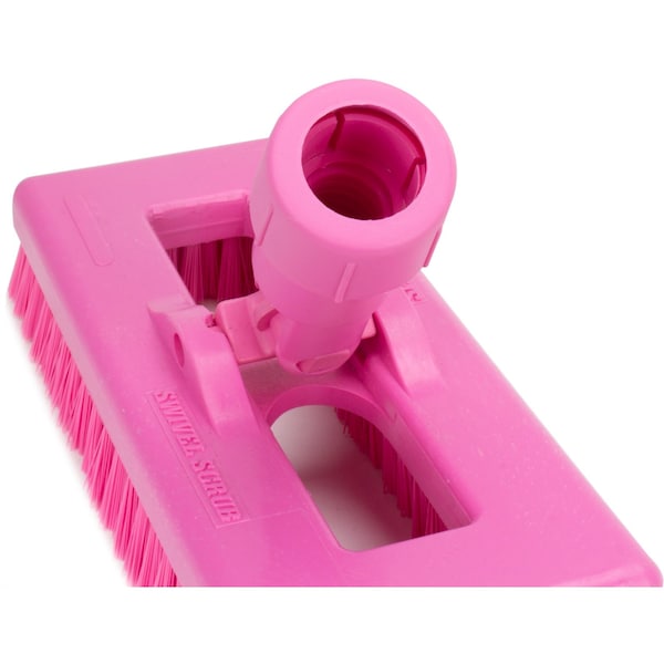 3.5 in W Swivel Scrub Brush, Pink, Polypropylene