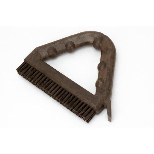 7 in W Tile and Grout Brush, Brown, Polypropylene