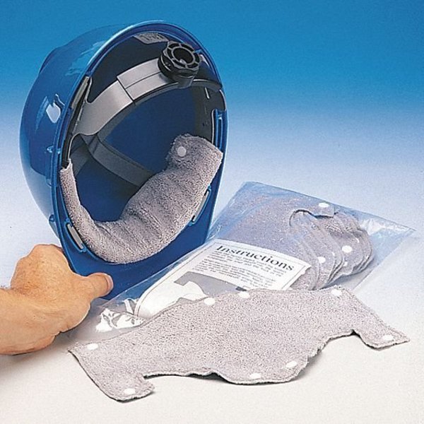 Hard Hat Sweatband, Terri-Band Evaporative Cooling, Terry Cloth, Gray/Tan, 10 Per Pack