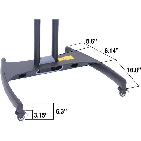 Height Adj, Flat Panel Cart, w/Shelf