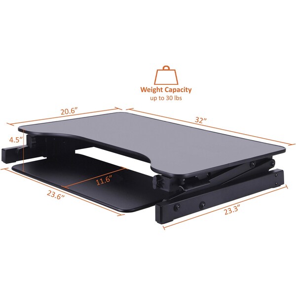 Monitor Riser, Sit-To-Stand, Black
