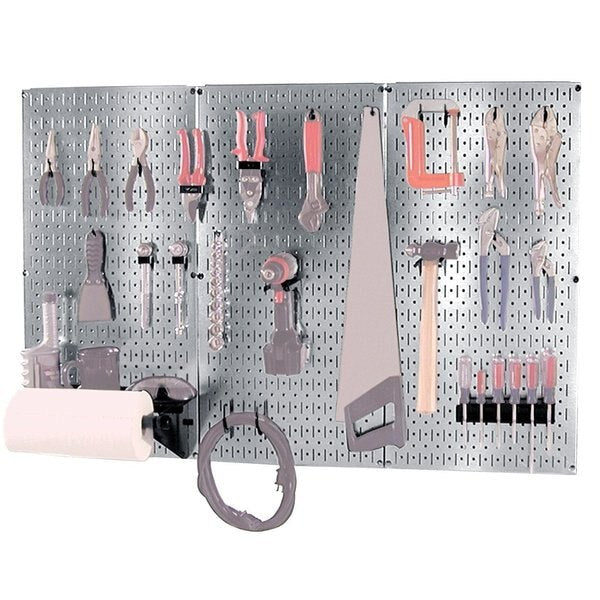 Industrial Steel Pegboard Basic Wall Rack Set with Hooks