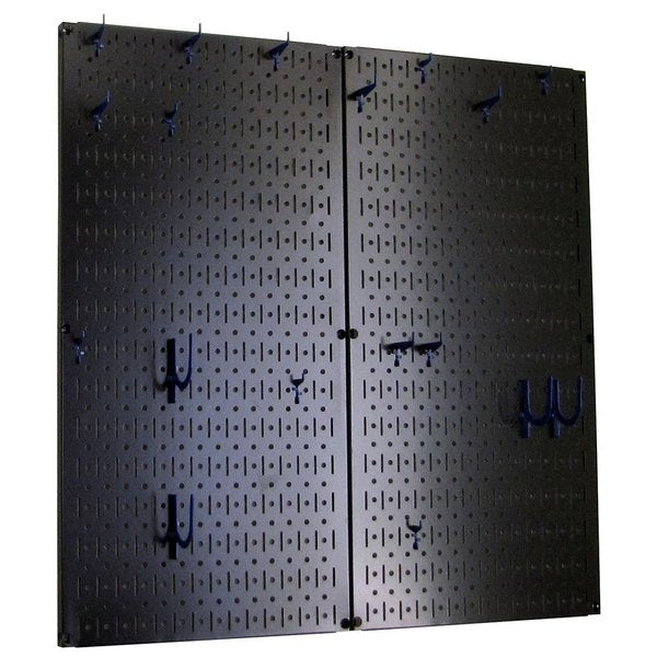 Commercial Kitchen Pegboard Rack, Black/Blue