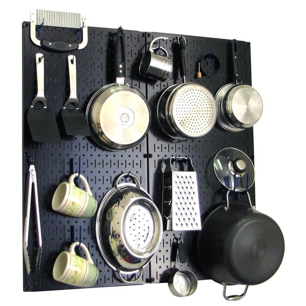 Commercial Kitchen Pegboard Rack, Black/Blue