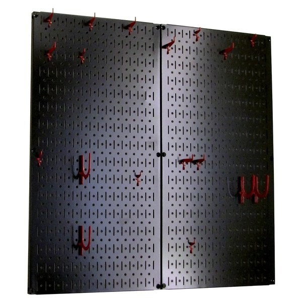 Commercial Kitchen Pegboard Rack, Black/Red