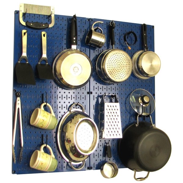Commercial Kitchen Pegboard Rack, Blue/Black