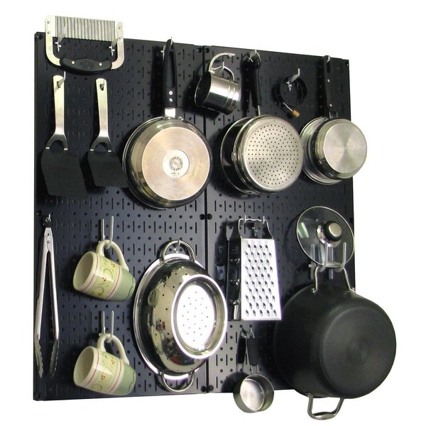 Commercial Kitchen Pegboard Rack, Black/White