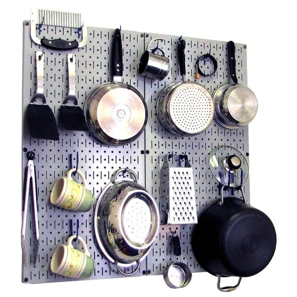 Commercial Kitchen Pegboard Rack, Grey/Blue