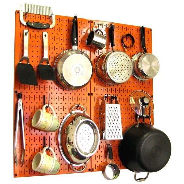 Commercial Kitchen Pegboard Rack, Orange/Blue