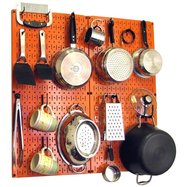 Commercial Kitchen Pegboard Rack, Orange/Black