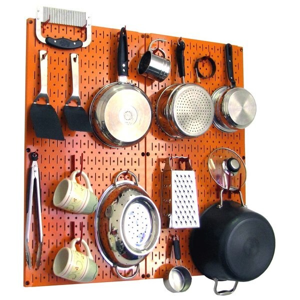 Commercial Kitchen Pegboard Rack, Orange/Red