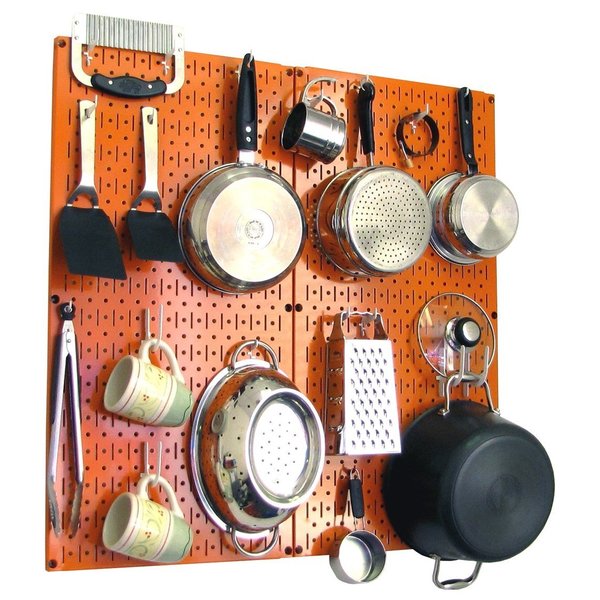 Commercial Kitchen Pegboard Rack, Orange/White