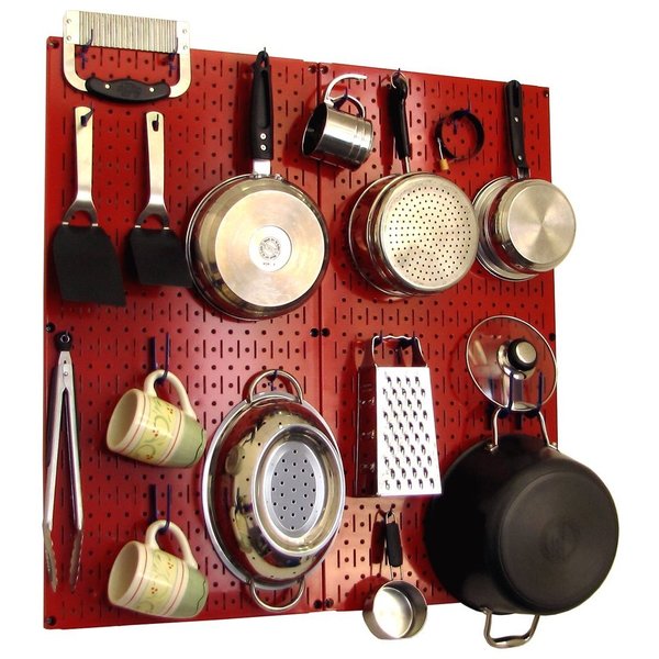 Commercial Kitchen Pegboard Rack, Red/Blue