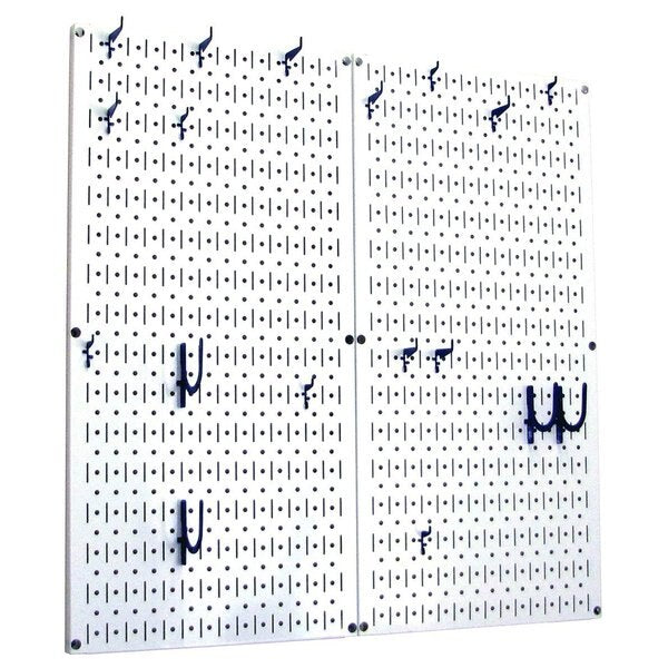 Commercial Kitchen Pegboard Rack, White/Blue