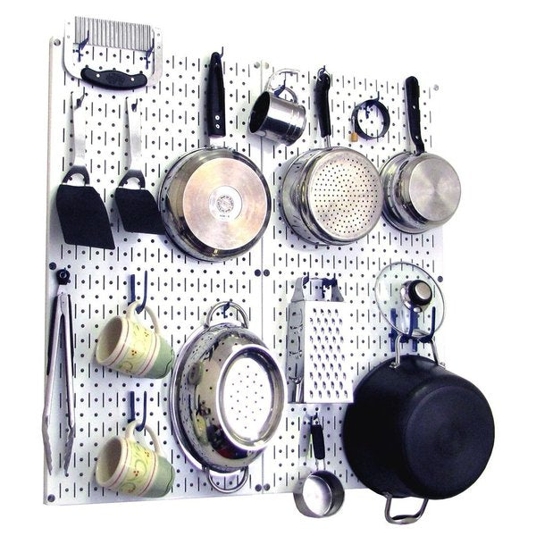 Commercial Kitchen Pegboard Rack, White/Blue